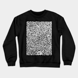 Black and white floral doodle art Crewneck Sweatshirt